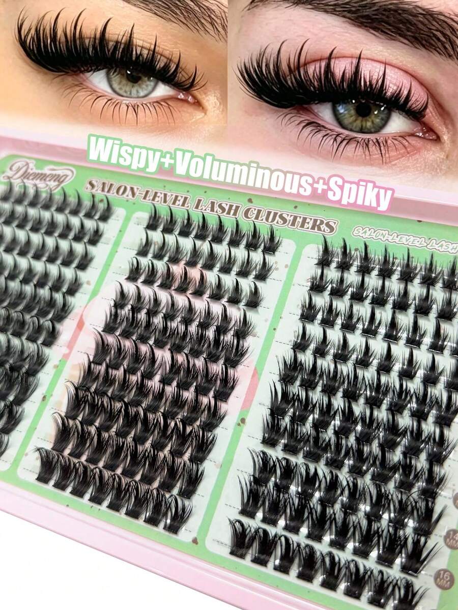 240pcs Spikes Lash Cluster Eyelash Extensions Thick Individuals Lashes 10-16mm Mega Wispy Eyelash Extension D/DD Curly Lash Extension Unique Spiky Cluster Individuals Fairy Cluster Lashes Mink Lash Extension DIY At Home - D - 查看 1