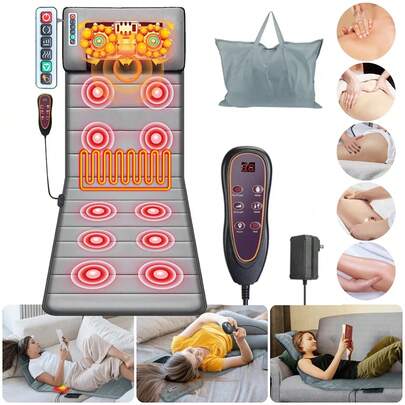 Portable Full Body Electric Massage Mat W/ Heat 10 Vibration Heating Pad Massage Mattress