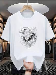 ¡Oferta por tiempo limitado, unidades limitadas,  relámpago! Camisas casuales para mujer, camisetas de poliéster para mujer, camisas elegantes.Camiseta de manga corta con diseño de águila pintada a mano, diseño artístico exquisito, estilo salvaje y moderno. - Blanco - Ver 1