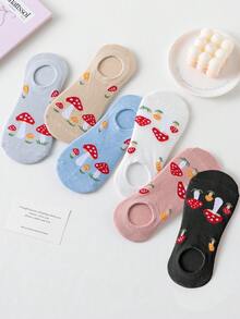 6 đôi tất tàng hình in hình nấm, họa tiết nấm đỏ dễ thương, chất liệu thoáng khí thân thiện với da, phong cách rừng Nhật Bản, đế silicon chống trượt, phù hợp cho mặc hàng ngày mùa xuân/hè, giày, giày vải, thiết kế cổ thấp đa năng - Nhiều màu - Xem 3