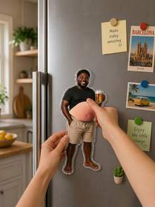 1pc Custom Funny Big Belly Photo Magnet, Personalized Acrylic Fridge Magnet With Die-Cut Design, Pregnancy Gifts, Bachelor Parties & Kitchen Decor, Funny Family Kitchen Decor Magnet, Funny Beer Belly Dad Gift Magnet, Funny Beer Belly Magnet - Multicolor - View 6