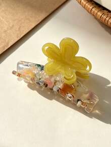 1个可爱女孩醋酸纤维彩色小发爪夹，丸子头半夹，优雅花朵发爪，度假风新娘发饰 - 彩色 - 查看 5