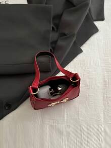 1pc Solid Color PU Leather Bow Shoulder Bag, Mini Handbag, Lightweight Zipper Underarm Bag - Suitable For Girls, Teens, Students, Great For Daily, Outing, Shopping - Multicolor - View 5