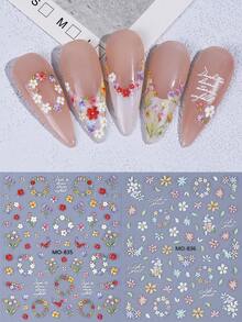 2 miếng dán móng tay họa tiết hoa nhỏ xinh xắn mùa hè, hình vòng hoa cúc, hoa lá nhỏ dễ thương, tự dính, dùng trang trí móng tay cho nữ và bé gái, phụ kiện DIY làm móng. - Nhiều màu - Xem 2
