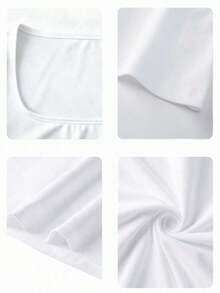 Set de 3 camisetas de mujer de manga corta con cuello en U, tops ajustados y cortos de color liso casual y de moda para el verano - Multicolor 2 - Ver 9
