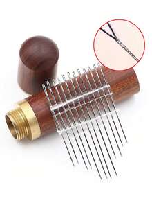 12pcs/Set + Wooden Storage Box Stainless Steel Easy-Threading Side-Eyed Sewing Needles, Suitable For Elderly Handcraft Sewing, Upholstery Tools, DIY Home Craft Supplies - Sewing Needle - View 2