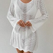 Swim Lushore Vestido para cubrir la parte trasera hecho de punto con encajes de verano para mujer, con corbata y espalda descubierta para la playa - 1 - Ver 4