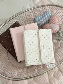 1pc M5 Three-Fold Polka Dot Notebook 96 Pages, INS Korean Style Portable Planner Diary, Cute Versatile Journal, Fine Fabric, Wear-Resistant And Scratch-Resistant, Three-Fold Opening Design, Polka Dot Minimalist Print, Thick Writing Pages, No Ink Bleed Or Smudging, Sturdy Binding, Compact And Portable, Easy To Carry, Japanese Fresh Artistic, Korean INS Gentle Style - A - View 5