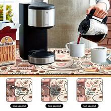 1 pieza Estera de secado de café, Almohadilla para máquina de café, Estera absorbente con tema de café de dibujos animados, Con diseño retro de máquina de café y taza rosa, con decoración floral y de corazones, Adecuada para mesa de comedor y cafetería, Destacando la absorción y el ambiente acogedor, Estera de drenaje multiusos, Regalo para el hogar, Decoración de mesa - XYLSD-348 - Ver 7