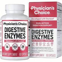Physician's CHOICE Digestive Enzymes For Bloating & Digestion - 16 Enzymes With Organic Prebiotics & Probiotics For Gut & Digestive Health - Meal Time Discomfort Relief - Dual Action Support - 60 CT - 60 cái (Gói 1) - Xem 7