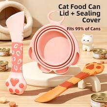 Multi-Function Cat Paw Can Opener, Reusable Seal Cover, Pet Feeding Spoon, Mixing Spoon, Daily Pet Feeding Supplies - One Size Fits All - View 2