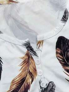 Camiseta de tirantes con estampado de palmeras para mujer - Blanco - Ver 4