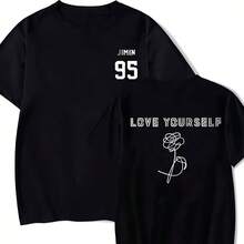 Love Yourself Album Distressed T-Shirt Distressed Merch - Black - View 1