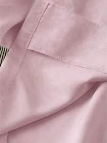 Clasi Chaqueta ligera de estilo casual de negocios para mujer, con cuello de solapa, apta para el lugar de trabajo, de unicolor, para primavera/otoño - Rosa - Ver 4