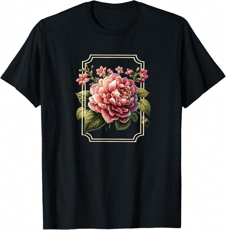 Camiseta versátil para el día a díaVintage Botanical Elegance: Floral And Nature-Inspired Art T-Shirt,camisetas de Pascua para bebés niñas,Ropa de verano,Láminas de anime,Ropa de apoyo esencial para la Copa del Mundo,Camisetas con diseños gráficos para niños pequeños, aptas para el uso diario,Camiseta de hombre - Negro - Ver 1