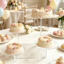 4-Tier Acrylic Wedding/Party/Birthday Cake Stand, Transparent Cupcake Display Rack For Desserts - Multicolor - View 2