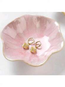Decorative Lotus Leaf Tray With Gold Rim, Multi-Functional Ceramic Storage Dish, Suitable For Jewelry, Cosmetics, Small Items, Ideal For Bedroom, Bathroom And Entryway - Multicolor - View 14