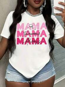 1 Piece Women's Graphic T-Shirt "Mom Today, Mom Tomorrow, Mom Always", Maternity Gift For Mom, Birthday Gift, 180g 100% Cotton - 白色 - 查看 11