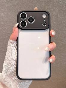 Full-Coverage Shockproof Black Acrylic Hard Phone Case, Compatible With IPhone 17 Pro Max/17 Pro/17/16 Pro Max/16/16 Pro/16 Plus/15/15 Pro Max/15 Pro/15 Plus/11/12/13/14 Pro Max/12 Pro/12 Pro Max/13 Pro/13 Pro Max/14 Pro/14 Pro Max - Black - View 2