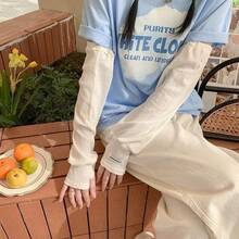 Women Loose Wrinkle Fake Layer Arm Covers, Summer Cooling Sun Protection Driving Sleeves - A - View 8