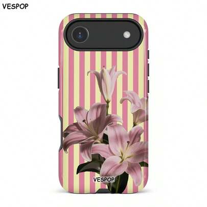 1 Literary Striped Fresh Lemon Slogan Pattern Glossy 2-In-1 Phone Case, Fully Covered Hard Phone Case, Suitable For IPhone 11/12/13/14/15/16/17 Pro Max, Suitable For Galaxy Series, Suitable For Google Series Phone Cases