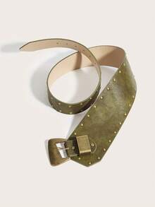 1 chiếc thắt lưng nữ, thắt lưng phong cách BOHO, Rodeo, Cowgirls, Western, thắt lưng cho nữ, thắt lưng eo kiểu Y2K Bohemian Retro Minimalist màu xanh ô liu với đinh tán và khóa đồng, phù hợp với quần, áo sơ mi, áo len, áo khoác, thích hợp cho tiệc tùng, đi làm hàng ngày, quà tặng ngày lễ và sinh nhật, lễ hội âm nhạc. - Màu xanh Ô liu - Xem 3