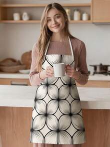 1pc, Bohemian-Style Polyester Apron Printed With Geometric Patterns, Suitable For Cooking, Baking, And Gardening, And Can Also Be Used As Attire For The Kitchen And Dining. - Multicolor - View 4