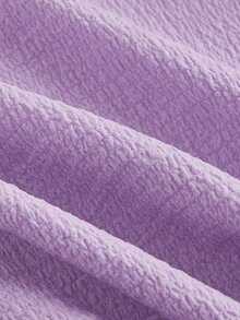 MOD Vestido de verano elegante de mujer de unicolor con mangas abullonadas y cintura ceñida - Morado - Ver 4