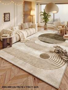 1件春夏新品，侘寂风格大地色系几何线条图案客厅地毯，亲肤吸水柔软，春夏畅销装饰垫，适用于卧室或客厅装饰，节日礼物，卧室地毯，舒适家居饰品，现代圆形垫，装饰地毯，卧室装饰，小地毯，地毯，家居装饰，客厅地毯，小客厅地毯 - 彩色 - 查看 1