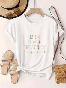 Women's Casual Short Sleeve T-Shirt - Mom, Grandma, Grandma, I'm Still Getting Better, Crew Neck, Summer Top, Machine Washable, Ladies' T-Shirts, Casual Wear, Modern Style, Comfortable Fit

Black - 白色 - 查看 2