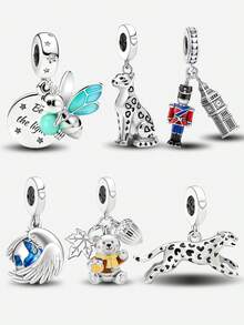 1 mặt dây chuyền hình báo gấm nằm sấp lấp lánh bằng bạc Sterling 925, thích hợp làm vòng tay DIY cho nữ. - tập trung - Xem 3