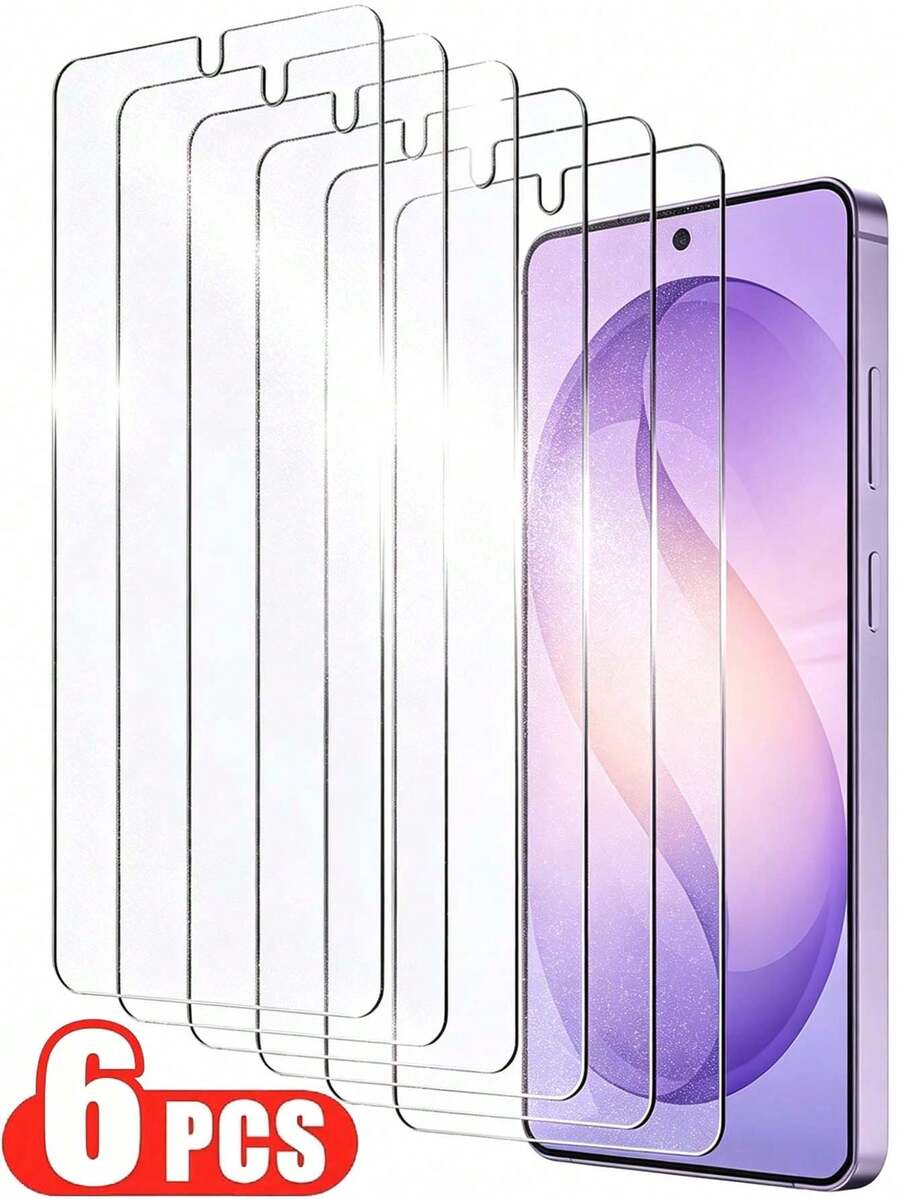 6 pièces Protecteur d'écran en verre trempé compatible avec Samsung Galaxy S26 S25 S24 Ultra S23 S22 S21 Plus Edge, Galaxy A14 A15 A16 A17 A07 A06 A05 A57 A56 A55 A54 A53 A52 A51 5G 4G, Galaxy S26 S25 S24 Ultra S23 S22 S21 Plus, anti-rayures, anti-traces de doigts, sans bulles, haute clarté, dureté 9H, compatible avec l'appareil, accessoire de téléphone transparent - Transparent - Voir 1