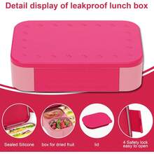 Hộp cơm bento chống rò rỉ 900ml có vách ngăn, hộp cơm kèm sticker, dùng được trong lò vi sóng/máy rửa chén, màu hồng. - Xem 2