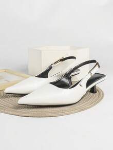 7cm White High Heel Pumps, Pointed Toe Slip-On Party Wedding Formal Shoes - White - View 2