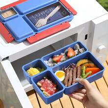 Boîte à lunch bento pour adultes, avec ustensiles, lavable au lave-vaisselle et au four, étanche, empilable, boîte à lunch pour le travail, le pique-nique, l'école - Multicolore - Voir 6