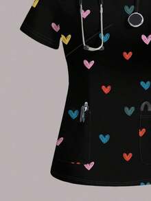Top de pijama con estampado de dibujos animados para mujer - Negro - Ver 3