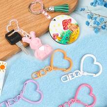 16pcs Colorful Metal Heart Swivel Clasps With Open Rings, Alloy Lobster Claw Clasps, Suitable For DIY Beading, Bag Charms, Wallet Making - 16pcs - View 6