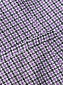 Chaleco casual de mujer con botones frontales y bolsillos, de tela tejida a cuadros, para primavera, otoño y verano - Lila Púrpura - Ver 4
