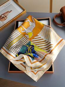 1 chiếc khăn lụa in hoa 70*70cm/27.56inch, khăn choàng đầu sang trọng, khăn polyester thời trang thường ngày, thiết kế mới. - Nhiều màu - Xem 9