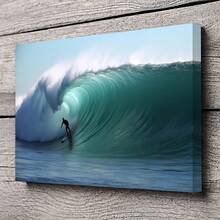 1Pc 2D Flat Canvas Wall Art Prints Posters Painting, Wall Decor Art Poster, Apartment Room Decor Aesthetic, Wrapped Framed Canvas Print, Home Decor, Living Room Office Dorm Wall Decor, Modern Home Decoration, Framed Artwork With Inner Frame, 2D Flat Printed, No 3D Effect, Not Oil Painting, Surfing In Big Wave Ocean Landscape Artwork, Framed Ready To Hang, Blue,Teal,Black - 薄荷藍 - 查看 6