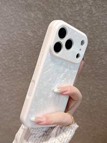 Premium Pearl White Shell Texture Large Window 17 Pro Max Phone Case, Full Coverage Anti-Drop Protection, INS Style High-End Aesthetic, Matte Design Anti-Slip And Anti-Sweat, Elegant Elegant With Sophisticated Style, Minimalist Creative Design, Niche Unique Fashion Taste - Premium Pearl White - View 4