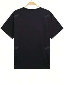 Camiseta Casual de Manga Corta con Cuello Redondo y Estampado de Gato para Mujer, Holgada, Casual y Versátil, Estilo Y2k - Negro - Ver 5