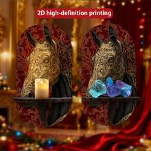 2pcs Wooden Wall Mounted Candle Holder Rack, Multi-Functional Wall Storage Display Shelf With Printed Green Parrot & Floral 2D Pattern, Decorative Key/Candle/Ornament/Incense Stone Organizer For Entryway, Bedroom, Living Room, Study - Multicolor - View 2