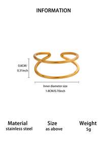 1Pc Minimalist Stainless Steel Double Layer Open Rings For Women, Gold Ring, Open Adjustable Finger Ring, Women's Ring, Women's Accessories, Minimalist Jewelry For Daily Wear, Birthday Gift, Valentine's Day Gift - Multicolor - View 12