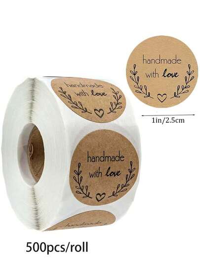 500pcs/Set Kraft Paper Sticker Homemade With Love Stickers For Envelope And Package Seal Labels Stationery Handcraft,