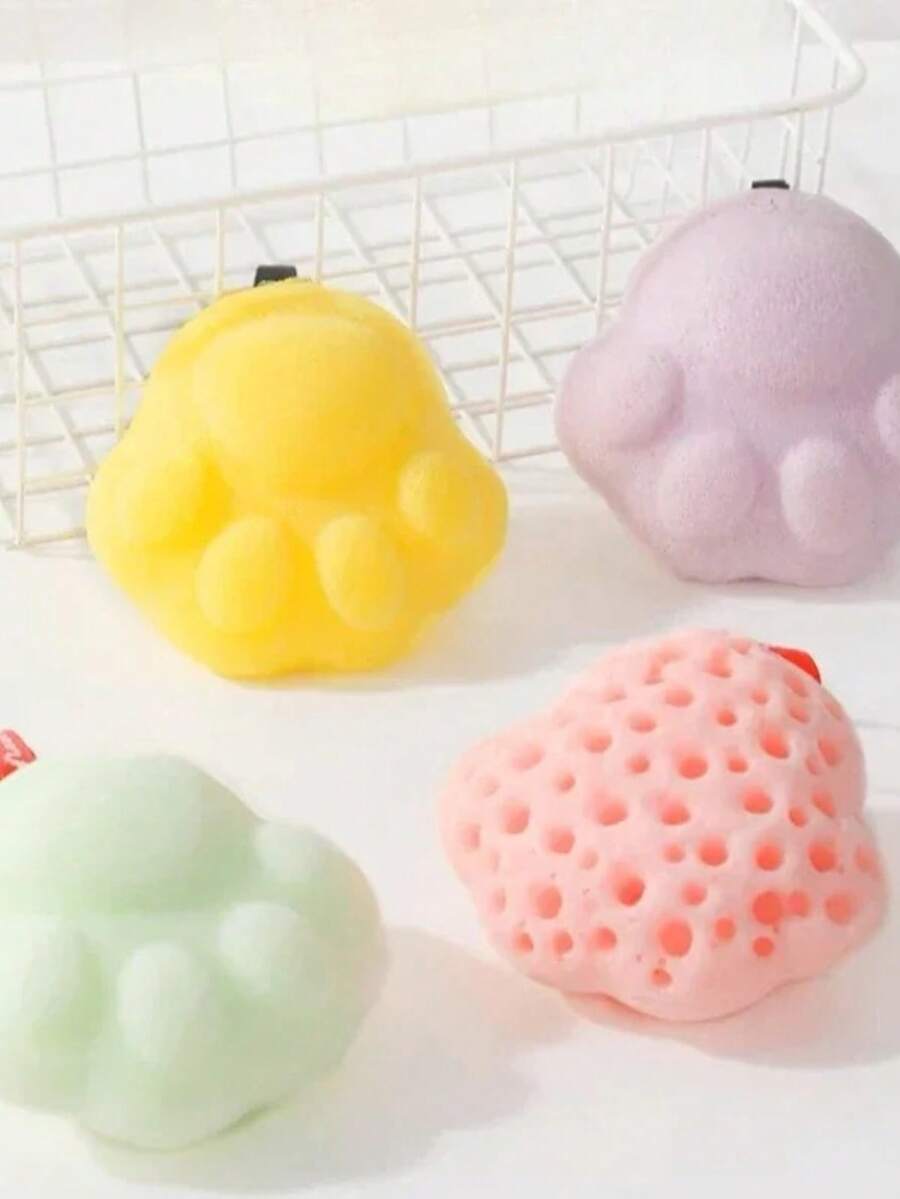 1 Quả cầu tắm hình bàn chân mèo, dụng cụ tẩy tế bào chết, dùng để tắm cho nam và nữ, có hình hoạt hình. - Nhiều màu - Xem 1