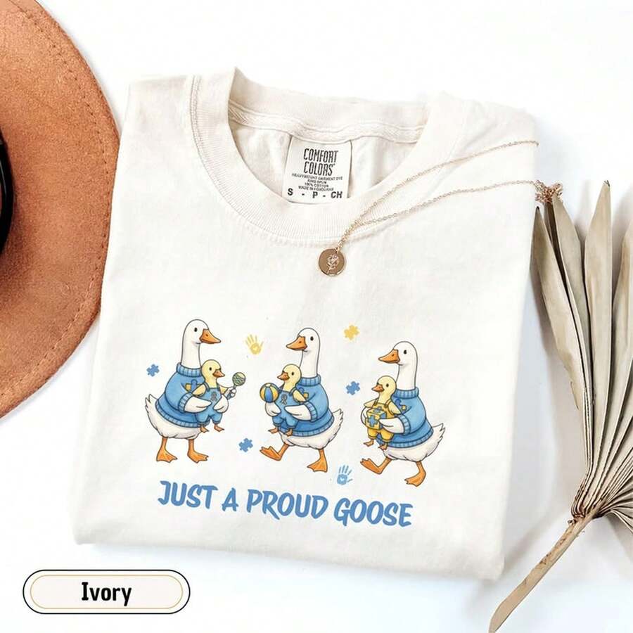 A1utiS1M Goose T1EE Acceptance T-Shirt, Gift For Proud A1utiS1M Mom, Special Education Teacher T-Shirt, Neurological Inclusion T-Shirt. 220g Essential Unisex AL1Godn T-Shirt, 220g Of Unique Softness. Designed To Fit Everyone, Men And Women Alike. Durable, High-Quality Fabric, Ready For Any Cut, Delicate To The Touch But Built To Withstand. Lightweight Tops For Women, Fall Outfits, Vacation Wear, New Year's Costumes For Her. - 白色 - 查看 1