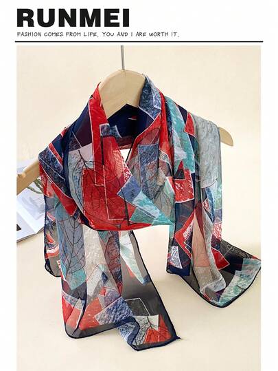 1pc 50*150cm Printed Silk Scarf, Fashion Design Silk Scarf Headband Hair Tie Ideal For Decoration