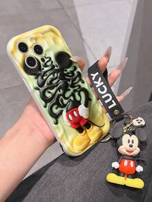 Disney Mickey Mouse Phone Case With Mickey Charm And Minnie Lanyard - Cute Mickey Protective Case With Minimalist Silhouette And Swirl Background Design, Equipped With Delicate Minnie Decorative Lanyard And Beaded Bracelet For Easy Carrying, Compatible With IPhone 17, 16, 15, 14, 13, 12, 11 Pro Series, Ideal For Birthdays, Holidays, Anniversaries, Graduation Gifts, Or Any Special Occasion To Surprise Family, Friends, Classmates, And Loved Ones. - trắng - Xem 6