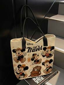 Back To School Disney Cute Cartoon Print Tote Bag, Suitable For Women's Daily Shopping And Gatherings, Casual Style Tote Bag (Reference Real Product Image Available) - Multicolor - View 2